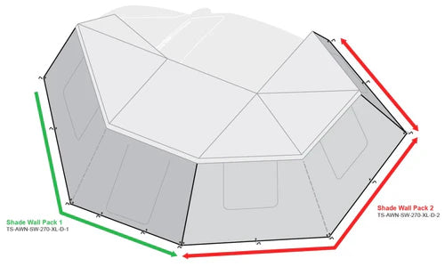 270 Degree Awning Shade Walls, fits XL Driver Side Only, Door & Wall, Olive, Pack 1