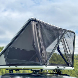 Rain shade for rooftop tent view from the rear on a Nova
